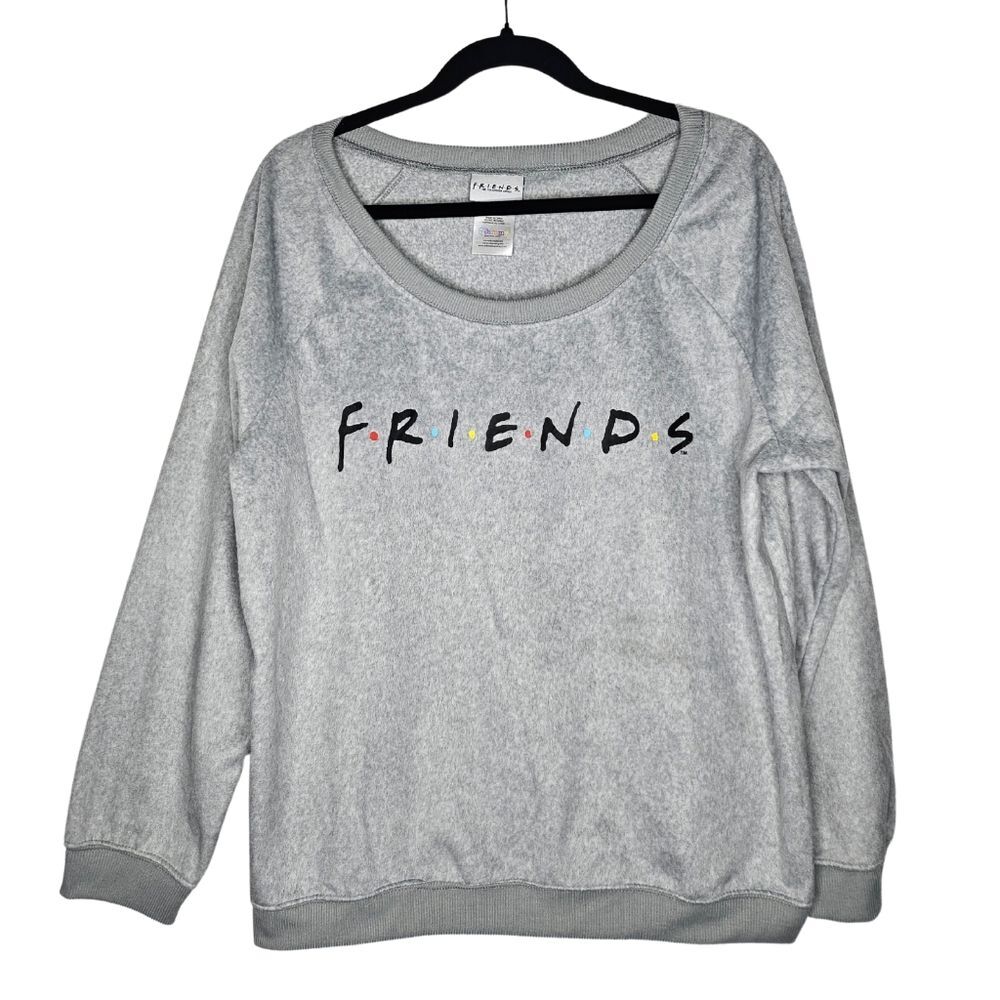 Neutral Soft Fleece Loungwear Retro Novelty Sweatshirt Friends Casual Top Sz XXL